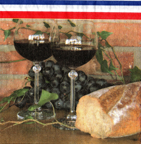 Servetele Decorative de Masa din Hartie Imprimeu Paste Vin Rosu si Paine Set 10 buc 33X33 cm