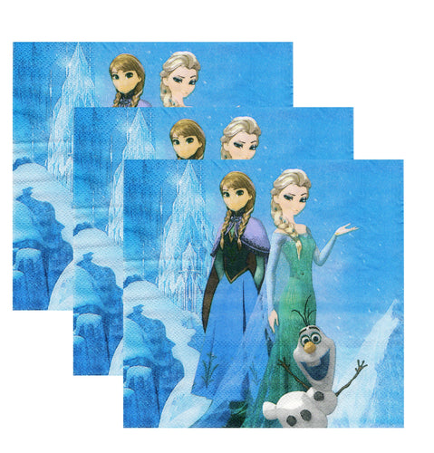 Servetele Decorative de Petrecere Party Frozen Happy Ana Elsa si Olaf de Aniversari Copii Set 10 buc 33x33 cm Regatul de Gheata