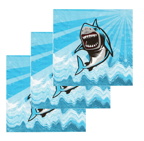 Servetele Decorative de Masa pentru Petrecere Party Blue Great Shark Aniversari Copii Set 10 buc 33x33 cm