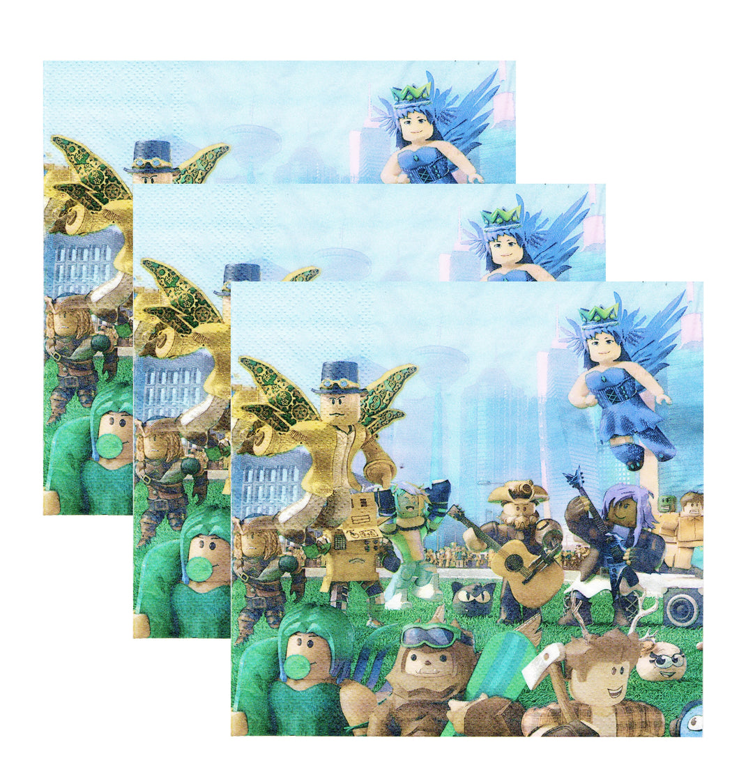 Servetele Decorative de Masa pentru Petrecere Party Roblox Lego Aniversari Copii Set 10 buc 33x33 cm