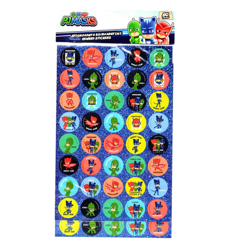 Abtibild Sticker Autoadeziv Autocolant Disney pentru Copii de Lipit 2 Folii 80 Sticker-e Pj Masks Eroi in Pijamale