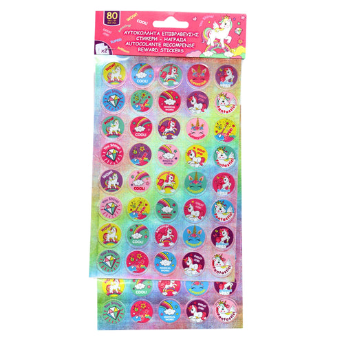 Abtibild Sticker Autoadeziv Autocolant Disney pentru Copii de Lipit 2 Folii 80 Sticker-e Unicorn Rainbow Curcubeu You Shine