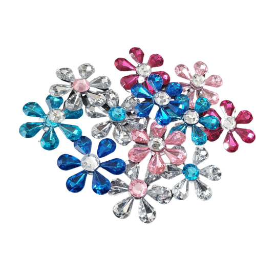 Flori Decorative din Strasuri Acril Accesorii Lipit Cusut 8 Culori Cabochon Fara Gaura Set 16 buc