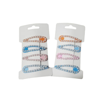 Accesorii de Par Set 4 Agrafe cu Perle Albe Clame Tic-Tac Fetite Domnisoare Soft Orange-Bleu-Roz perla