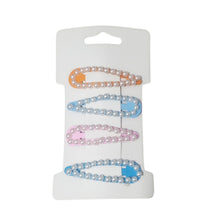 Încărcați imaginea în Galerie, Accesorii de Par Set 4 Agrafe cu Perle Albe Clame Tic-Tac Fetite Domnisoare Soft Orange-Bleu jumatati 3 mm diametru