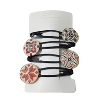 Încărcați imaginea în Galerie, Accesorii de Par Set 4 Clame Par Agrafe cu Motive Traditionale Taranesti Populare Romanesti Cabochon Sticla 20 mm tic-tac motoive romaneasca