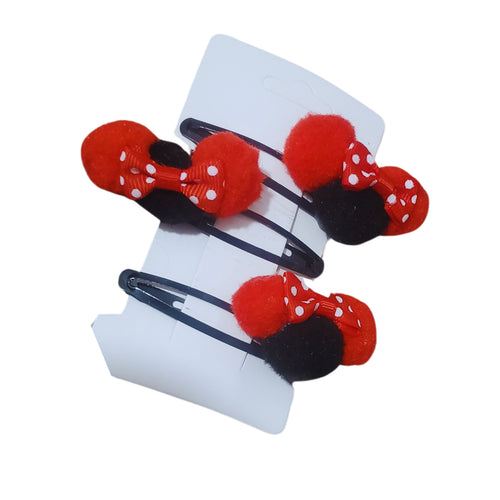 Accesorii de Par Set 3 Agrafe Clame Tic-Tac pentru Copii Fetite Disney Urechi de Mickey Mouse Rosu-Negru