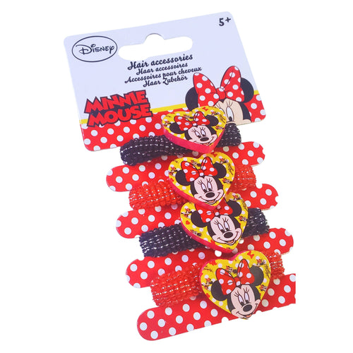 Accesorii de Par Copii Set Elastice Disney cu Minnie Mouse Red Rosii 4 buc