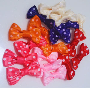Accesorii pentru Creatie si Bricolaj de Lipit sau Cusut Fundite cu Buline Puncte Albe din Textil Set de 12 buc Funde
