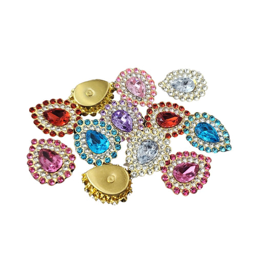 Accesorii de Lipit de Creatie Hobby Cusut Mercerie Strasuri din Metal Cu Rhinestones Cristale Lacrima Picatura Set 12 de buc 15x20 mm