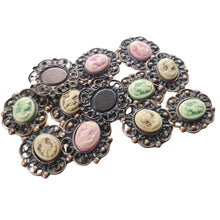 Încărcați imaginea în Galerie, Accesorii de Creatie Lady Camee pe Baza din Metal Aplicatii de Lipit Cusut Hobby Set 12 buc 15x18 mm Cabochon din rasina