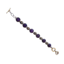 Încărcați imaginea în Galerie, Bratara din Pietre SemiPretioase Ametist Mov din Argint Tibetan Rotund Marcasite Piatra Semipretioasa Cadou Doamne