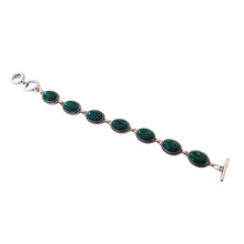 Încărcați imaginea în Galerie, Bratara din Pietre SemiPretioase Malachit Verde Argint Tibetan Cabochon