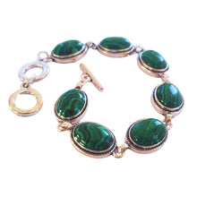 Încărcați imaginea în Galerie, Bratara din Pietre SemiPretioase Malachit Verde Argint Tibetan Cabochon cadou Doamne Femei