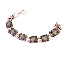 Încărcați imaginea în Galerie, Bratara din Pietre SemiPretioase Aventurin Verde din Argint Tibetan Roman Patrat Cabochon Cadou doamne