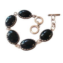 Încărcați imaginea în Galerie, Bratara din Pietre SemiPretioase Onix Negru Argint Tibetan Baroc Oval