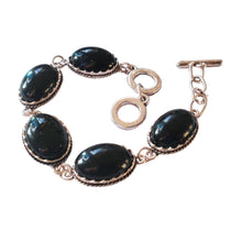 Încărcați imaginea în Galerie, Bratara din Pietre SemiPretioase Onix Negru Argint Tibetan Baroc Oval Piatra Semipretioasa