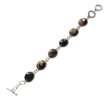 Încărcați imaginea în Galerie, Bratara din Pietre SemiPretioase Ochi de Tigru din Argint Tibetan Round Rotund cabochon