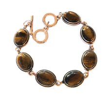 Încărcați imaginea în Galerie, Bratara din Pietre SemiPretioase Ochi de Tigru Argint Tibetan Oval Montura metalica si Cabochon