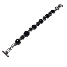 Încărcați imaginea în Galerie, Bratara din Pietre SemiPretioase Onix Negru din Argint Tibetan Rotund Marcasite Bijuterii Piatra Semipretioasa