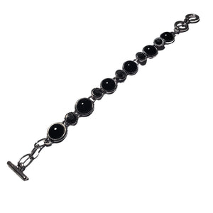Bratara din Pietre SemiPretioase Onix Negru din Argint Tibetan Rotund Marcasite Bijuterii Piatra Semipretioasa