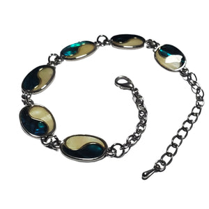 Bratara din Pietre SemiPretioase Scoica Paua Shell Alb-Turcoaz din Argint Tibetan Oval Cabochon Cadou Doamne femei lady