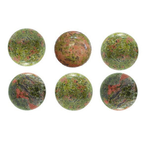 Cabochon Pietre Semipretioase Caboson din Unakit Verde-Roz Rotund 12 mm 1 buc Piatra semipretioasa