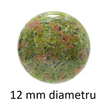 Încărcați imaginea în Galerie, Cabochon Pietre Semipretioase Caboson din Unakit Verde-Roz Rotund 12 mm 1 buc aplaizat baza bijuterii 