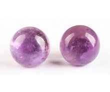 Încărcați imaginea în Galerie, Cercei Butoni Rotunzi din Piatra Semi-Pretioasa Ametist Purple 10 mm Bila Pietre Semipretioase
