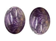 Încărcați imaginea în Galerie, Bijuterii Set de Cercei Butoni Huggy Cabochon Oval din Piatra Semi-Pretioasa Ametist Mov Purple 12x15 mm cadou doamne femei ziua mamei