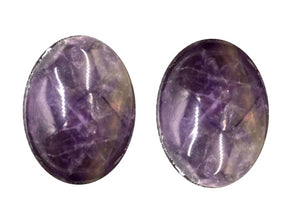 Bijuterii Set de Cercei Butoni Huggy Cabochon Oval din Piatra Semi-Pretioasa Ametist Mov Purple 12x15 mm cadou doamne femei ziua mamei