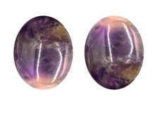 Încărcați imaginea în Galerie, Bijuterii Set de Cercei Butoni Huggy Cabochon Oval din Piatra Semi-Pretioasa Ametist Mov Purple 12x15 mm