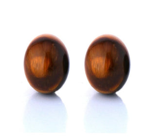 Bijuterii Set de Cercei Butoni Huggy Cabochon Oval din Piatra Semi-Pretioasa Ochi de Tigru 12x15 mm Pietre semipretioase