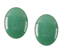 Încărcați imaginea în Galerie, Bijuterii Set de Cercei Butoni Huggy Cabochon Oval din Piatra Semi-Pretioasa Aventurin Verde 12x15 mm Pietre semipretioase Bijuterii cu