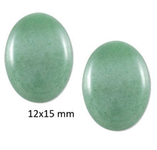 Încărcați imaginea în Galerie, Bijuterii Set de Cercei Butoni Huggy Cabochon Oval din Piatra Semi-Pretioasa Aventurin Verde 12x15 mm