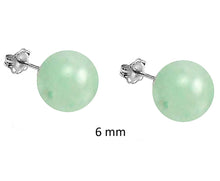 Încărcați imaginea în Galerie, Cercei Butoni Rotunzi Sferici Bila Piatra Semi-Pretioasa Aventurin Verde 6 mm