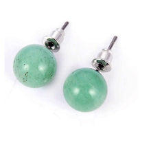 Încărcați imaginea în Galerie, Cercei Butoni Rotunzi Sferici Bila Piatra Semi-Pretioasa Aventurin Verde 6 mm
