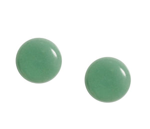 Cercei Butoni Rotunzi Aplatizati Huggy din Piatra Semi-Pretioasa Cabochon Aventurin Verde 12 mm cadou doamne femei