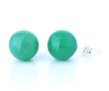 Încărcați imaginea în Galerie, Cercei Butoni Rotunzi Bila Margele din Piatra Semi-Pretioasa Cabochon Aventurin Verde 12 mm