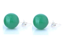 Încărcați imaginea în Galerie, Cercei Butoni Rotunzi Bila Margele din Piatra Semi-Pretioasa Cabochon Aventurin Verde 12 mm Pietre semipretioase