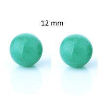 Încărcați imaginea în Galerie, Cercei Butoni Rotunzi Sferici Bila Piatra Semi-Pretioasa Aventurin Verde 12 mm