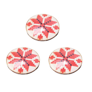 Cabochon din Sticla Transparenta cu Motive Traditionale Taranesti Populare Rotund Fulg Nea 25 mm Traditioanala Cruce Romanesti