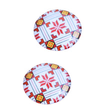 Încărcați imaginea în Galerie, Cabochon din Sticla Transparenta cu Motive Traditionale Taranesti Populare Rotund Fulg Zapada 25 mm Bijuterie Handmade Traditionala Romaneasca