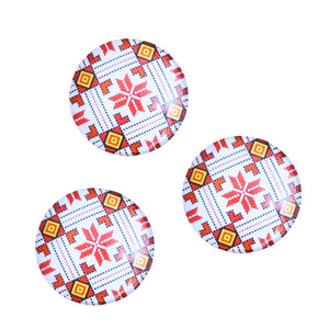 Cabochon din Sticla Transparenta cu Motive Traditionale Taranesti Populare Rotund Fulg Zapada 25 mm 2.50 cm