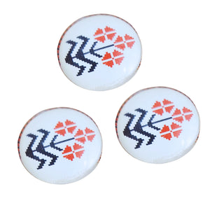 Cabochon din Sticla Transparenta cu Motive Traditionale Taranesti Populare Rotund Trifoi cu 4 Foi 25 mm 2.50 cm Etnice