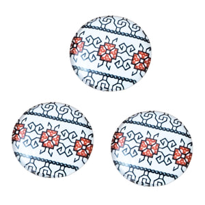 Cabochon din Sticla Transparenta cu Motive Traditionale Taranesti Populare Rotund Broderie de Ie 25 mm Romanesti 2.50 cm