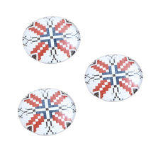 Încărcați imaginea în Galerie, Cabochon din Sticla Transparenta cu Motive Traditionale Taranesti Populare Rotund Cruce X 25 mm Romanesti