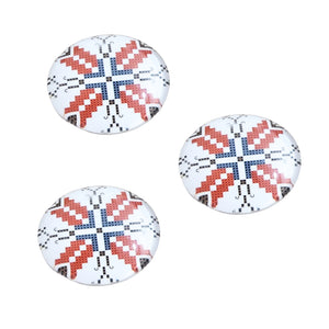 Cabochon din Sticla Transparenta cu Motive Traditionale Taranesti Populare Rotund Cruce X 25 mm Romanesti