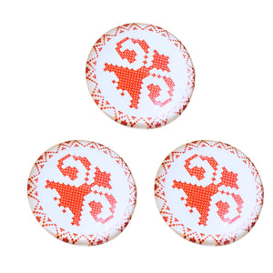 Cabochon din Sticla Transparenta cu Motive Traditionale Taranesti Populare Rotund&nbsp;Tarancuta 25 mm pentru cercei bijuterii