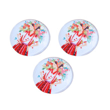 Încărcați imaginea în Galerie, Cabochon din Sticla Transparenta cu Motive Traditionale Taranesti Populare Rotund Tarancuta cu Flori Multicolore 30 mm pentru Bijuterii Colier Pandantiv 3 cm